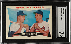1960 Topps #160 Rival All Stars with Mickey Mantle and Ken Boyer SGC NM 7