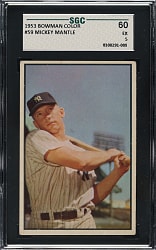 1953 Bowman Color #59 Mickey Mantle SGC EX 60