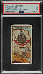 1888 N11 Allen & Ginter "Flags of States and Territories" Massachusetts PSA EX 5