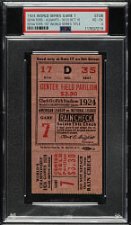 October 10, 1924 Washington Senators (vs. New York Giants) World Series Game 7 Ticket Stub PSA VG-EX 4 - Senators 1st WS Title