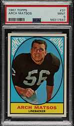 1967 Topps Football #37 Arch Matsos PSA MINT 9