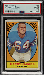 1967 Topps Football #23 Harry Jacobs PSA MINT 9