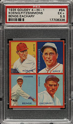 1935 R321 Goudey "4-in-1" Koenig/Fitzsimmons/Benge/Zachary PSA EX+ 5.5