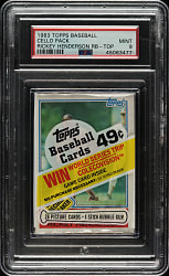1983 Topps Unopened Cello Pack PSA MINT 9 - Rickey Henderson Record Breakers on Top