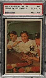 1953 Bowman Color #44 Bauer/Berra/Mantle PSA EX-MT 6