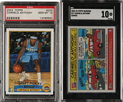 2003-2004 Topps and Topps Bazooka Basketball Carmelo Anthony Rookie PSA- and SGC-Graded Pair