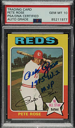 Signed 1975 Topps #320 Pete Rose PSA/DNA GEM MINT 10