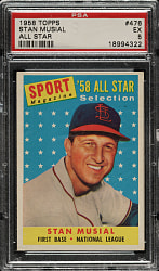 1958 Topps #476 Stan Musial All-Star PSA EX 5