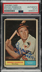 Signed 1961 Topps #10 Brooks Robinson - PSA/DNA