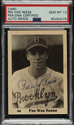 Signed 1975 TCMA All Time Brooklyn/Los Angeles Dodgers Pee Wee Reese PSA/DNA GEM MINT 10