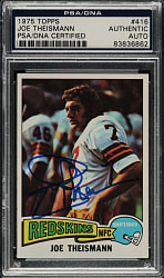 Signed 1975 Topps Football #416 Joe Theismann Rookie - PSA/DNA