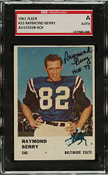 Signed 1961 Fleer Football #33 Raymond Berry - SGC