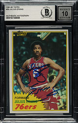 Signed 1981-1982 Topps Basketball #30 Julius Erving BGS GEM MINT 10