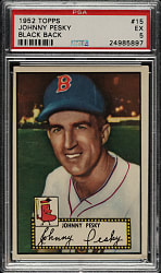 1952 Topps #15 Johnny Pesky Black Back PSA EX 5