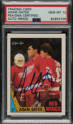 Signed 1987-1988 O-Pee-Chee Hockey #123 Adam Oates Rookie PSA/DNA GEM MINT 10