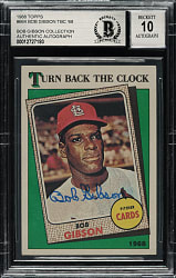 Signed 1988 Topps #664 Bob Gibson Turn Back The Clock Beckett GEM MINT 10