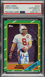 Signed 1986 Topps Football #374 Steve Young Rookie PSA/DNA MINT 9