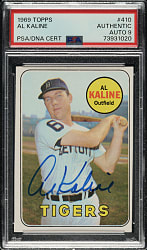 Signed 1969 Topps #410 Al Kaline PSA/DNA MINT 9