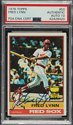 Signed 1976 Topps #50 Fred Lynn PSA/DNA GEM MINT 10