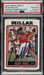 Signed 2004 Topps Tribute World Champions #18 Kevin Millar PSA NM-MT 8 with MINT 9 Signature