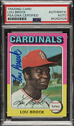 Signed 1975 Topps #540 Lou Brock - PSA/DNA