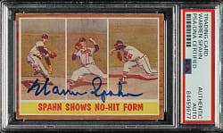 Signed 1962 Topps #312 Spahn Shows No-Hit Form - PSA/DNA
