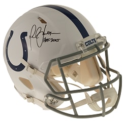 Marshall Faulk Signed Indianapolis Colts Full-Size Helmet with "HOF 20XI" Inscription - Beckett