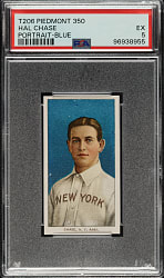 1909-1911 T206 White Border Hal Chase Portrait Blue Background PSA EX 5