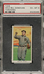 1909-1911 T206 White Border Wild Bill Donovan Throwing PSA EX-MT 6