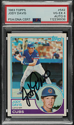 Signed 1983 Topps #542 Jody Davis PSA VG-EX 4 with NM-MT 8 Signature