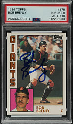 Signed 1984 Topps #378 Bob Brenly PSA NM-MT 8 with GEM MINT 10 Signature