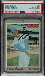 Signed 1970 Topps #630 Ernie Banks - PSA/DNA