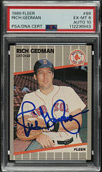 Signed 1989 Fleer #89 Rich Gedman PSA EX-MT 6 with GEM MINT 10 Signature