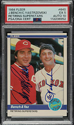 Signed 1984 Fleer #640 Retiring Superstars Bench & Yastrzemski PSA EX 5 with GEM MINT 10 Signatures