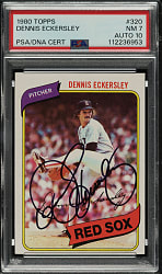 Signed 1980 Topps #320 Dennis Eckersley PSA NM 7 with GEM MINT 10 Signature