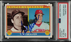 Signed 1983 Topps #581 Tom Seaver PSA NM-MT 8 with MINT 9 Signature