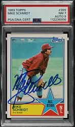 Signed 1983 Topps #399 Mike Schmidt All-Star PSA NM 7 with MINT 9 Signature