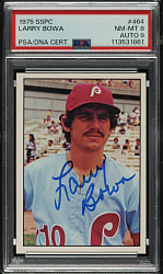 Signed 1975 SSPC #464 Larry Bowa PSA NM-MT 8 with MINT 9 Signature