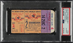 1953 New York Yankees (vs. Brooklyn Dodgers) World Series Game 2 Ticket Stub PSA Authentic - Mickey Mantle Home Run #3