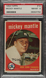 1959 Topps #10 Mickey Mantle PSA NM-MT 8