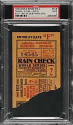 1932 New York Yankees (vs. Chicago Cubs) World Series Game 2 Ticket Stub PSA GOOD 2 - Babe Ruth's Final World Series Game at Yankee Stadium