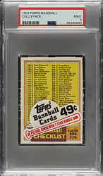 1981 Topps Unopened Cello Pack PSA MINT 9