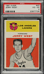 1961-1962 Fleer Basketball #43 Jerry West Rookie PSA VG-EX 4