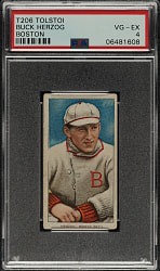 1909-1911 T206 White Border Buck Herzog Boston PSA VG-EX 4 - Tolstoi Back