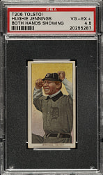1909-1911 T206 White Border Hughie Jennings Both Hands Showing PSA VG-EX+ 4.5 - Tolstoi Back