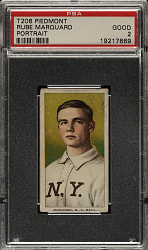 1909-1911 T206 White Border Rube Marquard Portrait PSA GOOD 2 - Reverse Comma Variation