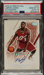 2003-2004 Upper Deck Ultimate Collection Basketball Autographs #127 LeBron James Rookie #099/250 PSA GEM MINT 10 with GEM MINT 10 Signature