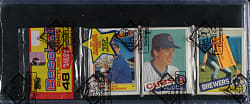 1985 Topps Unopened Rack Pack - Robin Yount on Top - BBCE