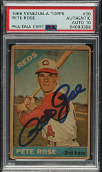 Signed 1966 Topps Venezuelan #30 Pete Rose PSA/DNA GEM MINT 10