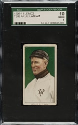 1909-1911 T206 White Border Arlie Latham SGC POOR 10 - Black Lenox Back